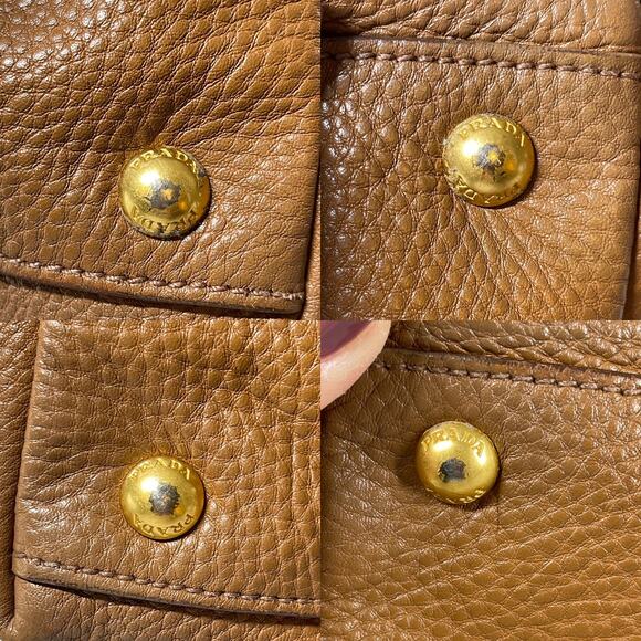 Prada Palissandro Side Zip Pebbled Leather Hand Satchel Bag Tote - Picture 13 of 16